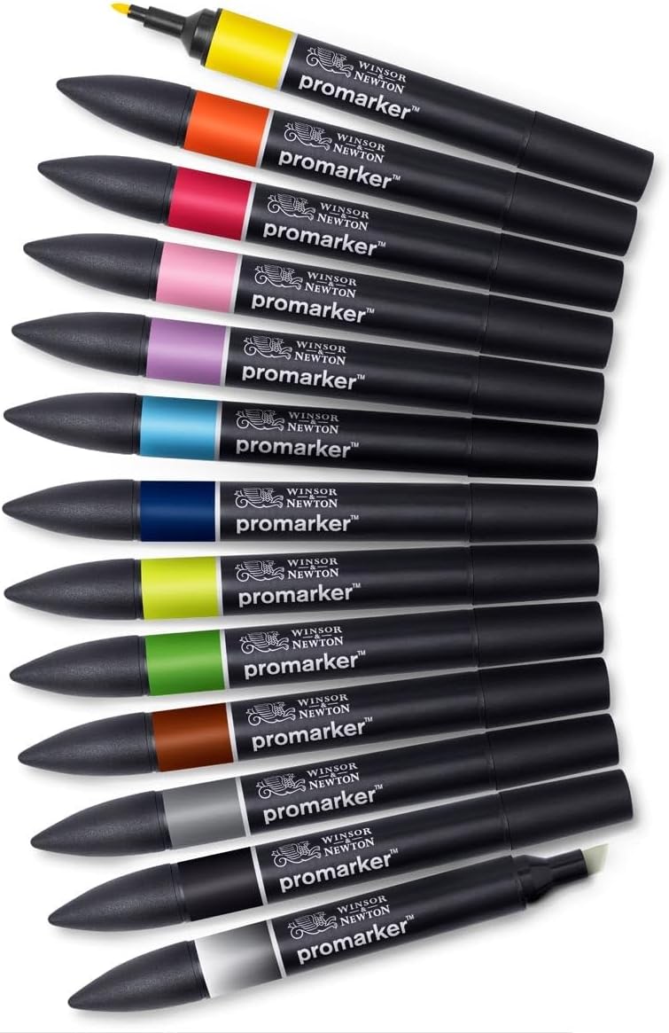 Detalle de Winsor & Newton ProMarker Set 12+1 Pennarelli – pennarelli alcolici a doppio puntale