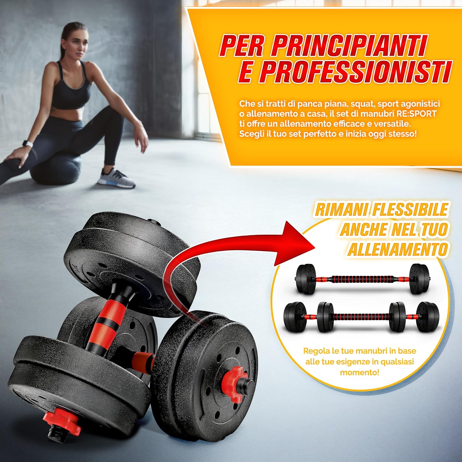 Thumbnail 6 de RE:SPORT Set di manubri 2 in 1 15-40 kg – Manubri regolabili con raccordo da 300 mm