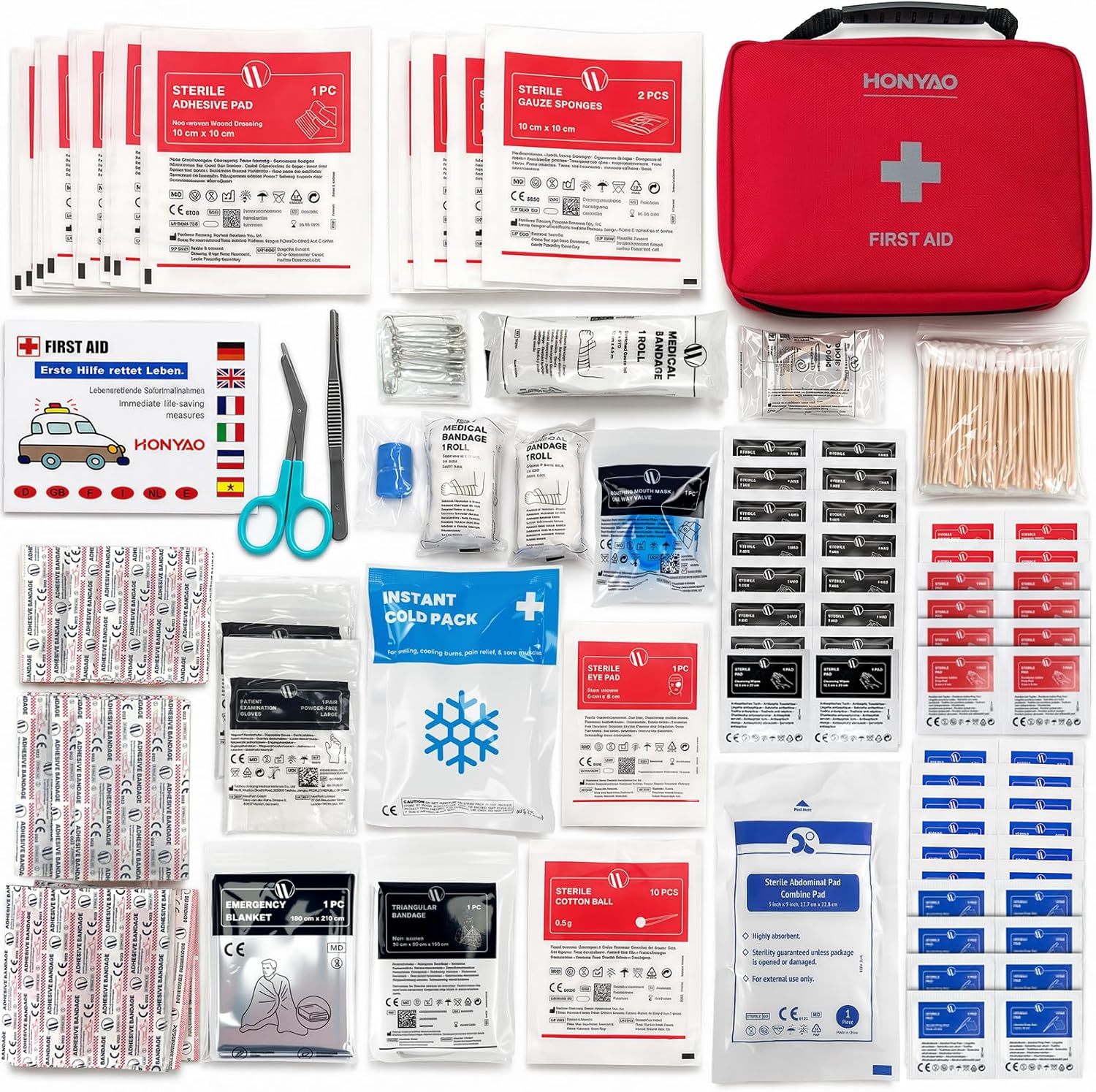 Detalle de HONYAO First Aid Kit 220 Pcs with Premium Waterproof Nylon Shell