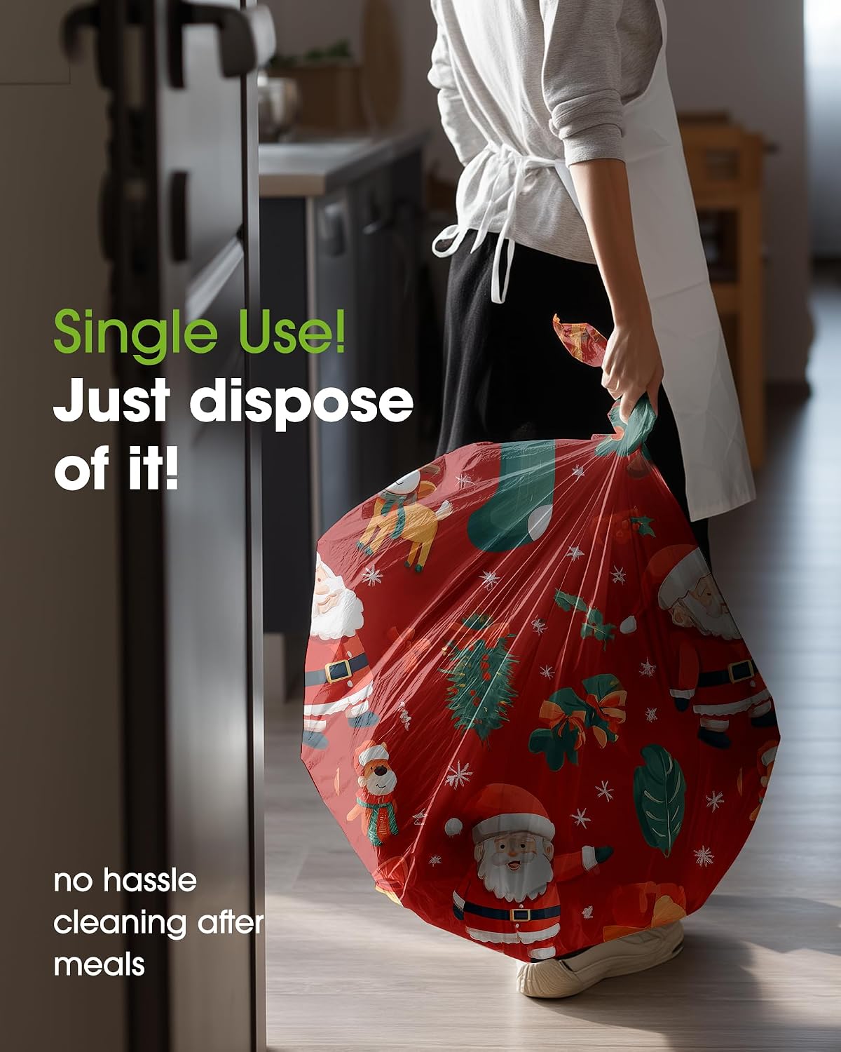 Detalle de Pureegg Christmas Plastic Tablecloths, 54 x 108 in, 4-Pack, Waterproof