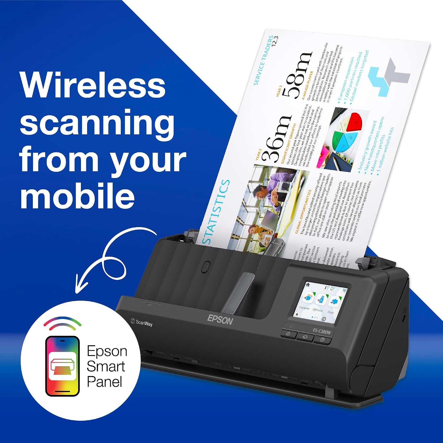 Detalle 2 de Epson ES-C380W Wi‑Fi 30ppm scanner
