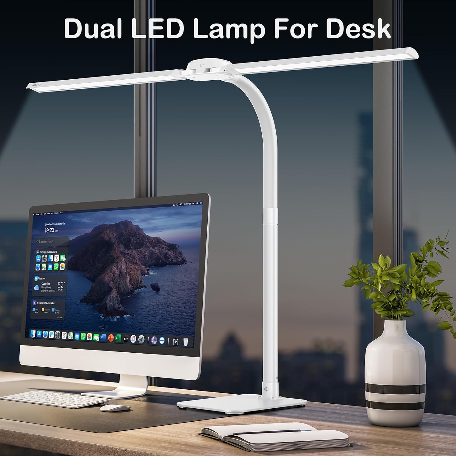 Detalle de Kary 24W LED Desk Lamp with USB charging, dimming & remote control (white)