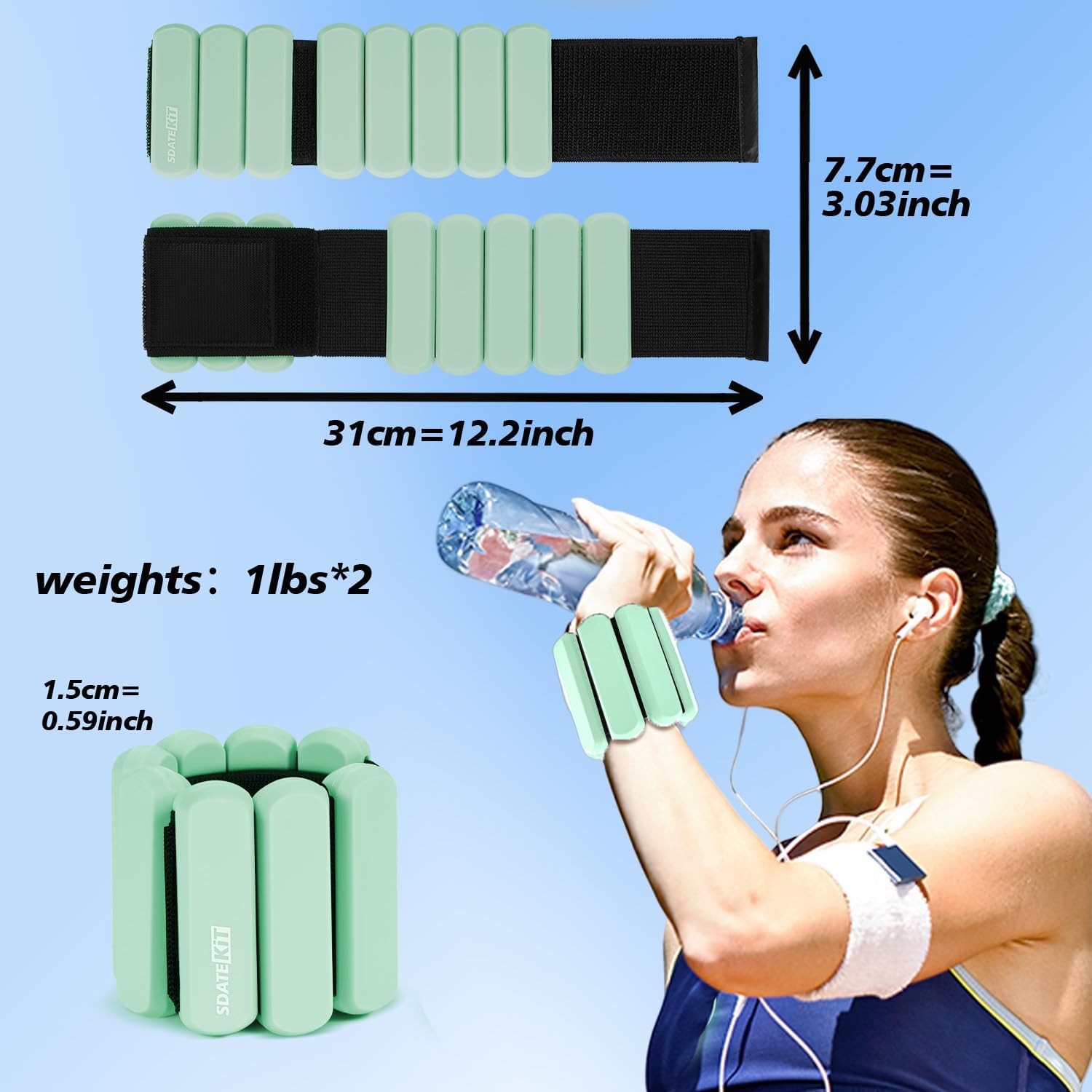 Thumbnail 5 de SDATEKIT Adjustable Silicone Wrist and Ankle Weights, 2 lb Pair
