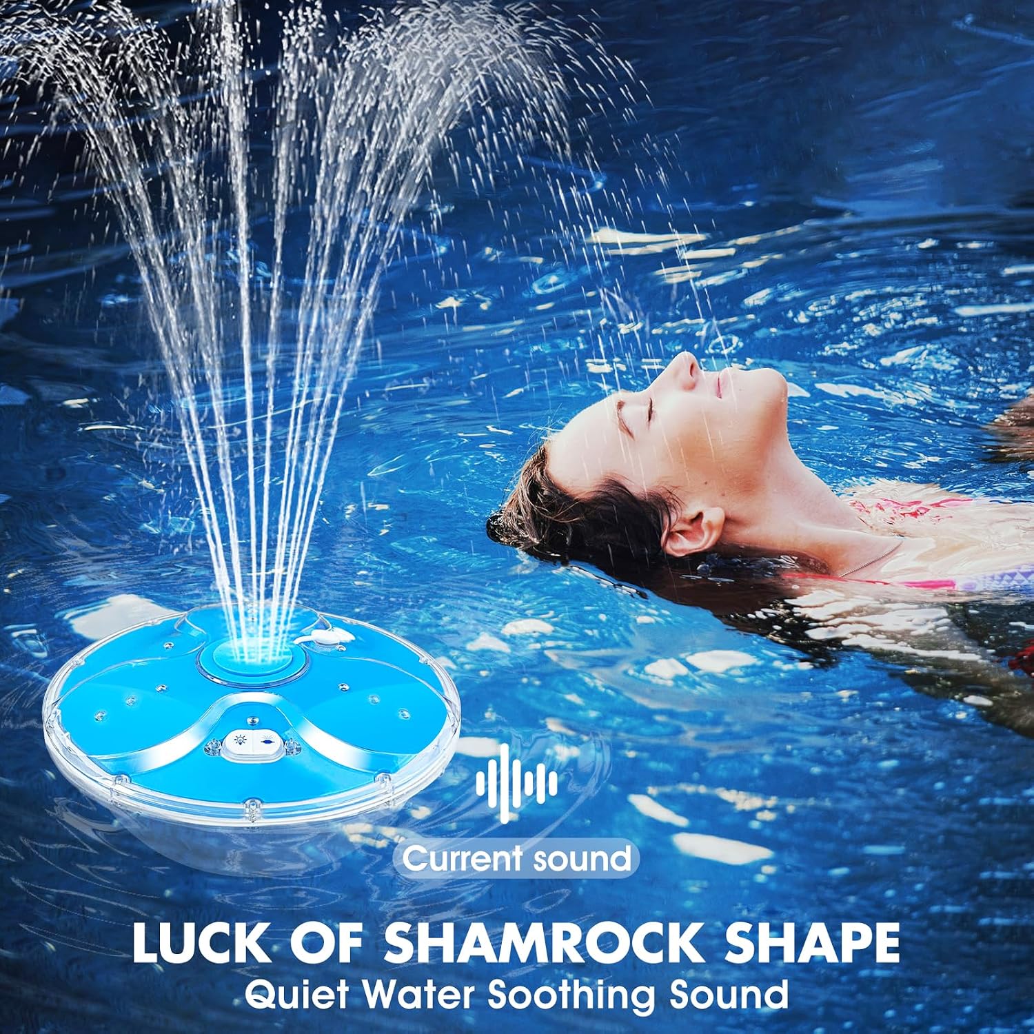 Thumbnail 4 de DeeprBling Schwimmender Springbrunnen mit Lichtshow – Wasserfontäne im Pool mit Anker, 2 Sprühmodi & 7 Lichtmodi, Fernbedienung & IP68