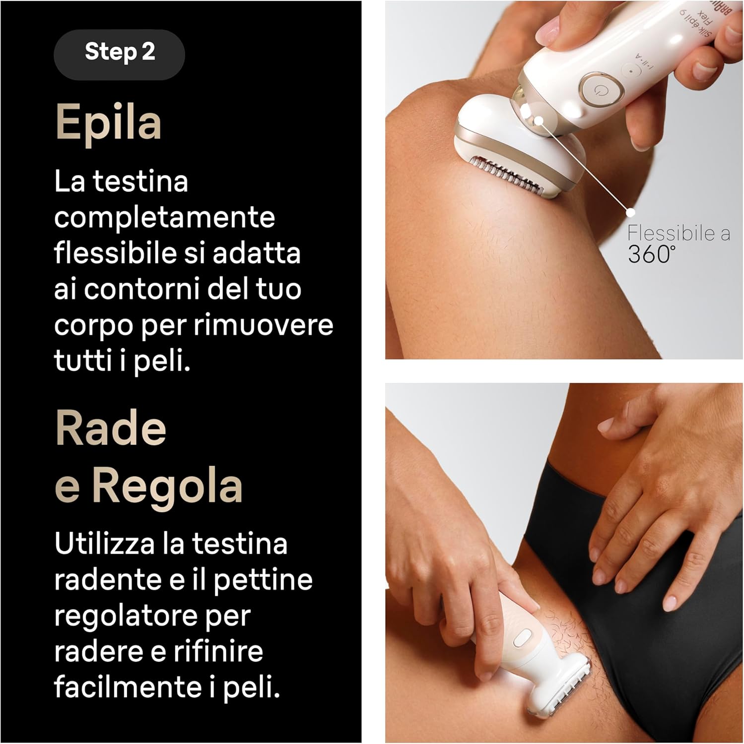 Thumbnail 3 de Braun Silk-epil 9 Flex SkinSpa: epilatore elettrico donna con testina flessibile 360° e kit FaceSpa