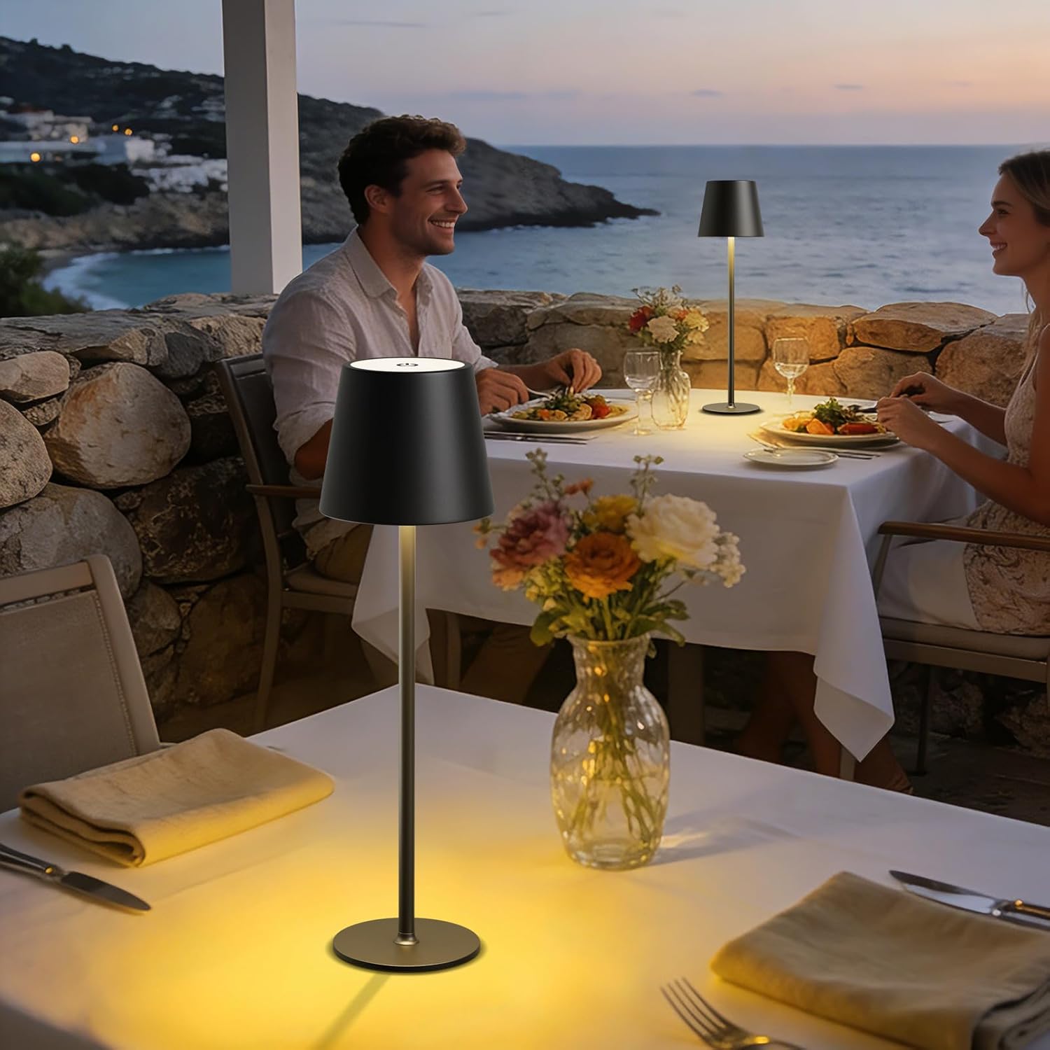 Thumbnail 6 de MALUX LED Tischlampe Kabellos 2er-Set: Touch-Dimming, 2700K–4000K, IP44 wasserdicht, USB-C Aufladung