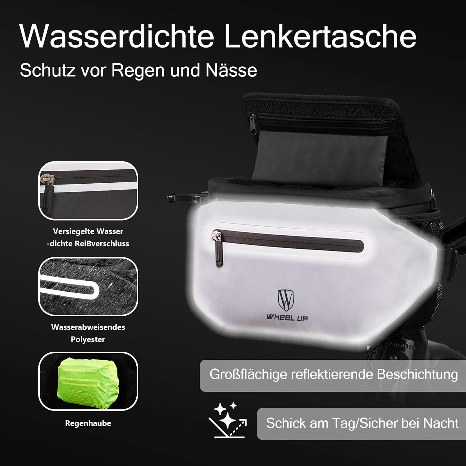 Detalle de Munaduna Lenkertasche 4,5L – wasserdicht, verstellbares Handyfach, 3-in-1 Umhängetasche