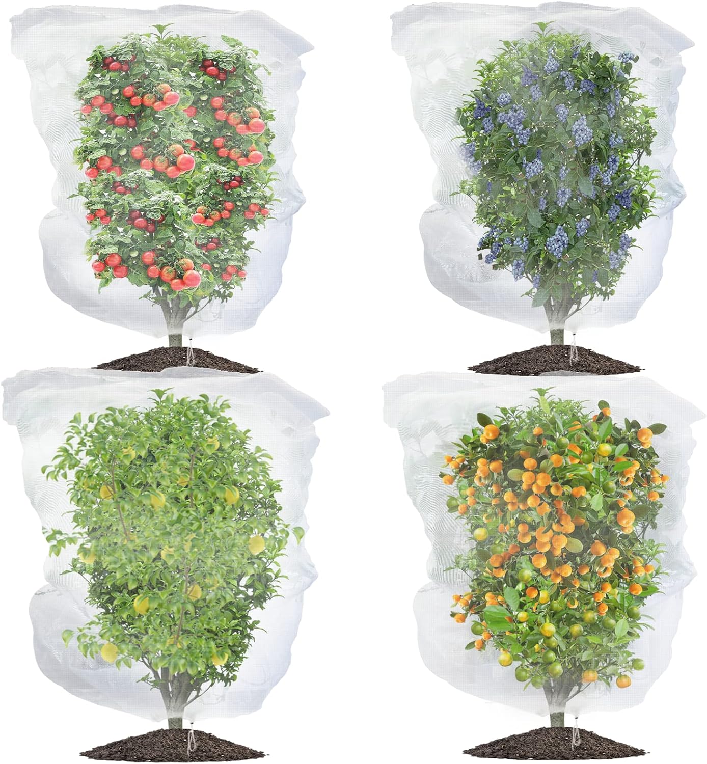 Detalle de Evoio Fruit Tree Protective Bag — 4-Pack Blueberry Bush Netting Covers (140 x 180 cm) with Drawstring