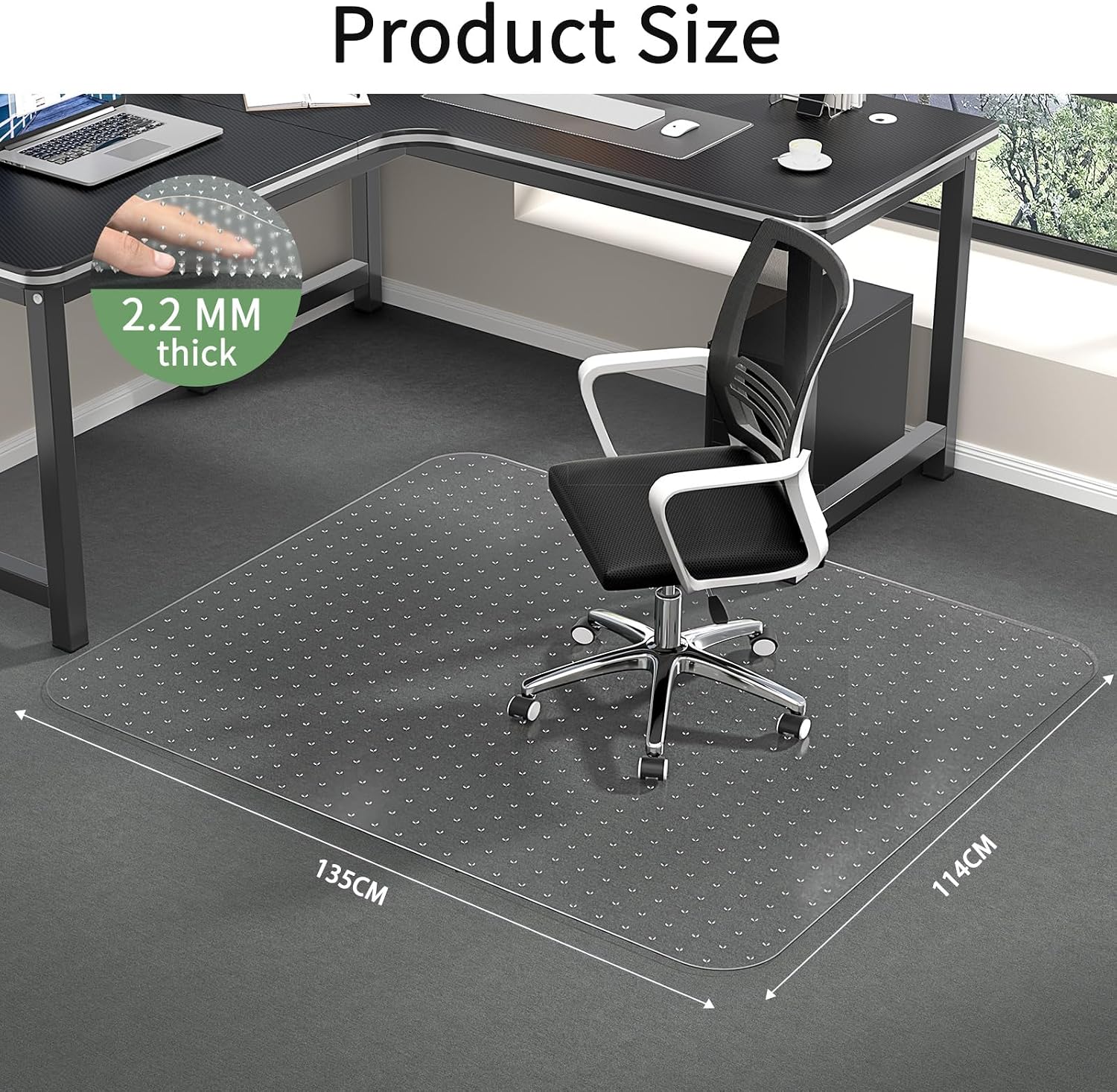 Detalle 2 de WASJOYE Office Chair Mat 114x135 cm