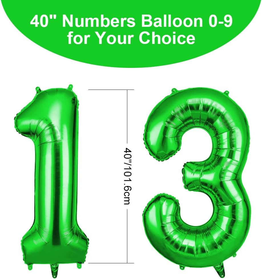 Thumbnail 1 de OFFCUP Zahlen Luftballon Grün 101 cm – Folienballon Zahl 13/31, wiederverwendbar, selbstaufblasend