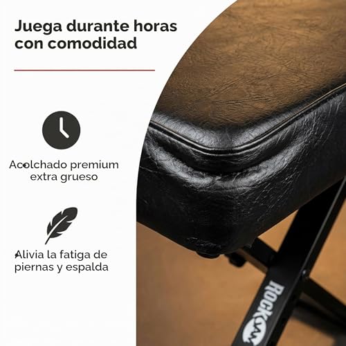 Detalle de RockJam Banco de Piano Ajustable con Asiento Acolchado y Marco de Acero