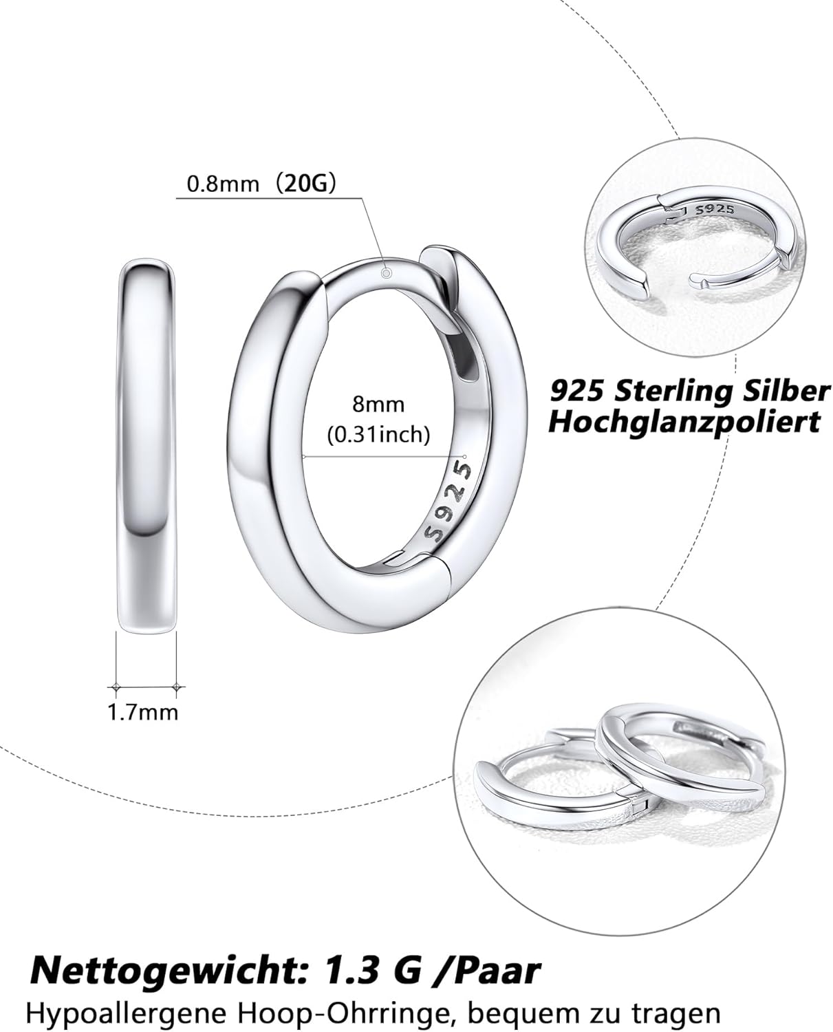Thumbnail 4 de Silvora Kleine Creolen 8mm 💍