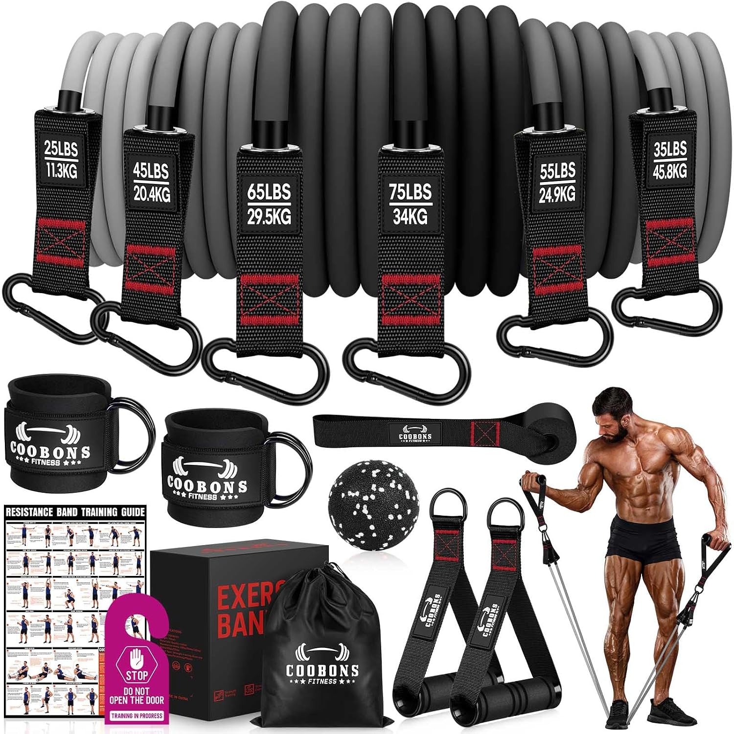 Detalle de Heavy Resistance Bands 300 LBS workout set ๐