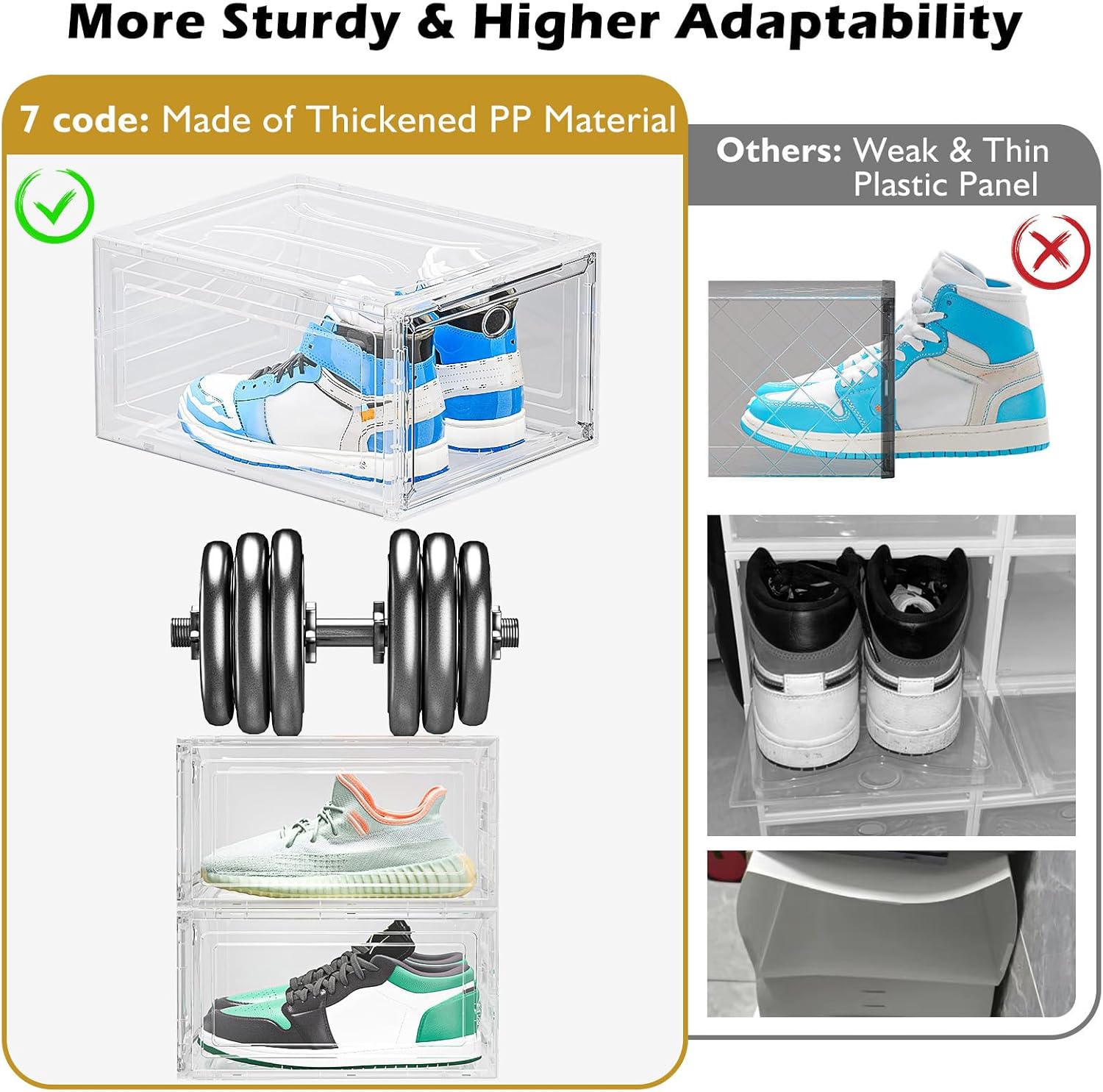 Detalle 2 de 7code Large Clear Shoe Boxes Organizer 9-Pack — Stackable Shoe Storage Box