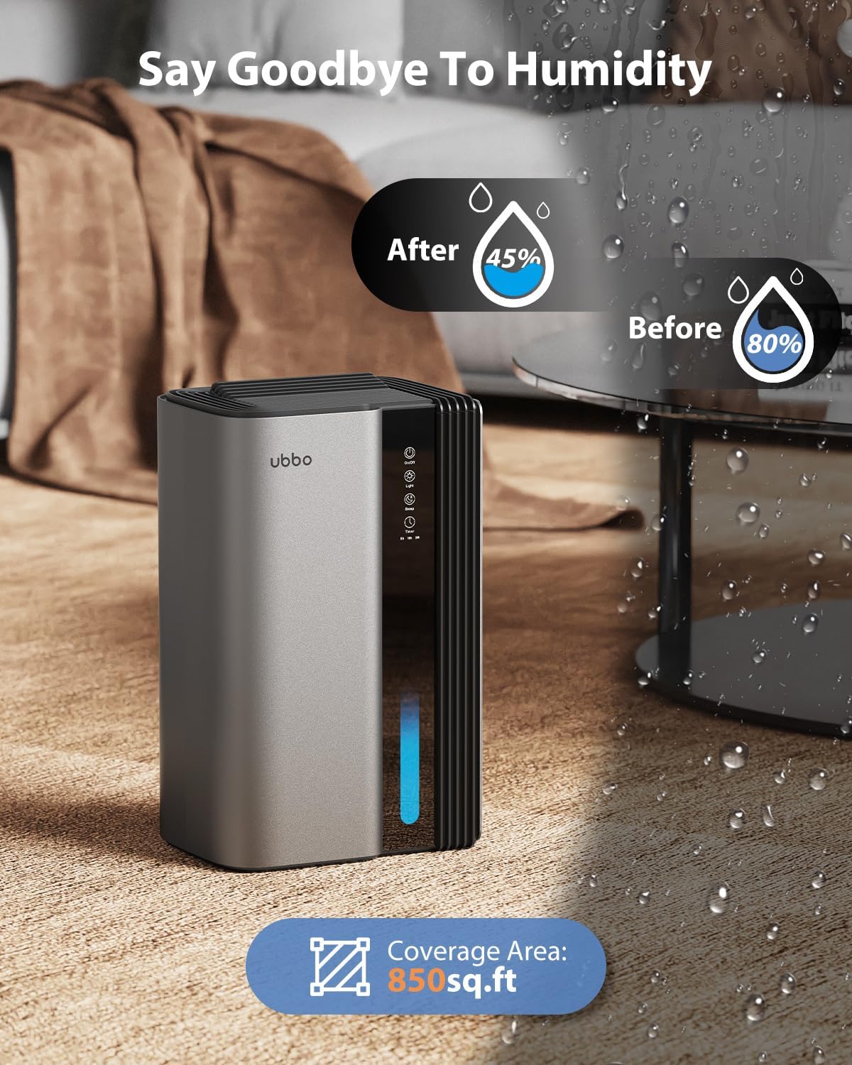 Detalle 2 de UBBO 95oz Dehumidifier 1000 sq ft Home 🏠
