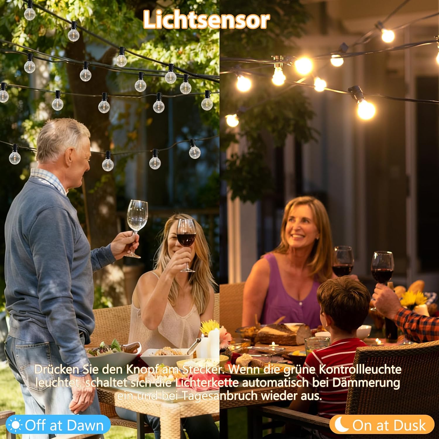 Detalle de QIHANS LED-Lichterkette für Außen 30 m
