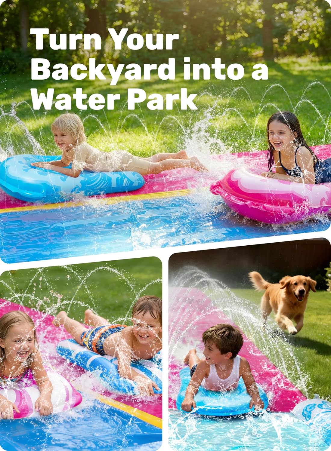 Detalle de JOYIN 32.5ft Water Slide with 2 Inflatable Boards – Double Lawn Backyard Waterslide