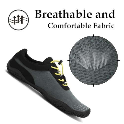 Detalle de SAGUARO Zapatillas Barefoot para Hombre y Mujer – Minimalistas, Antideslizantes y Transpirables (Gris Profundo, 40 EU)