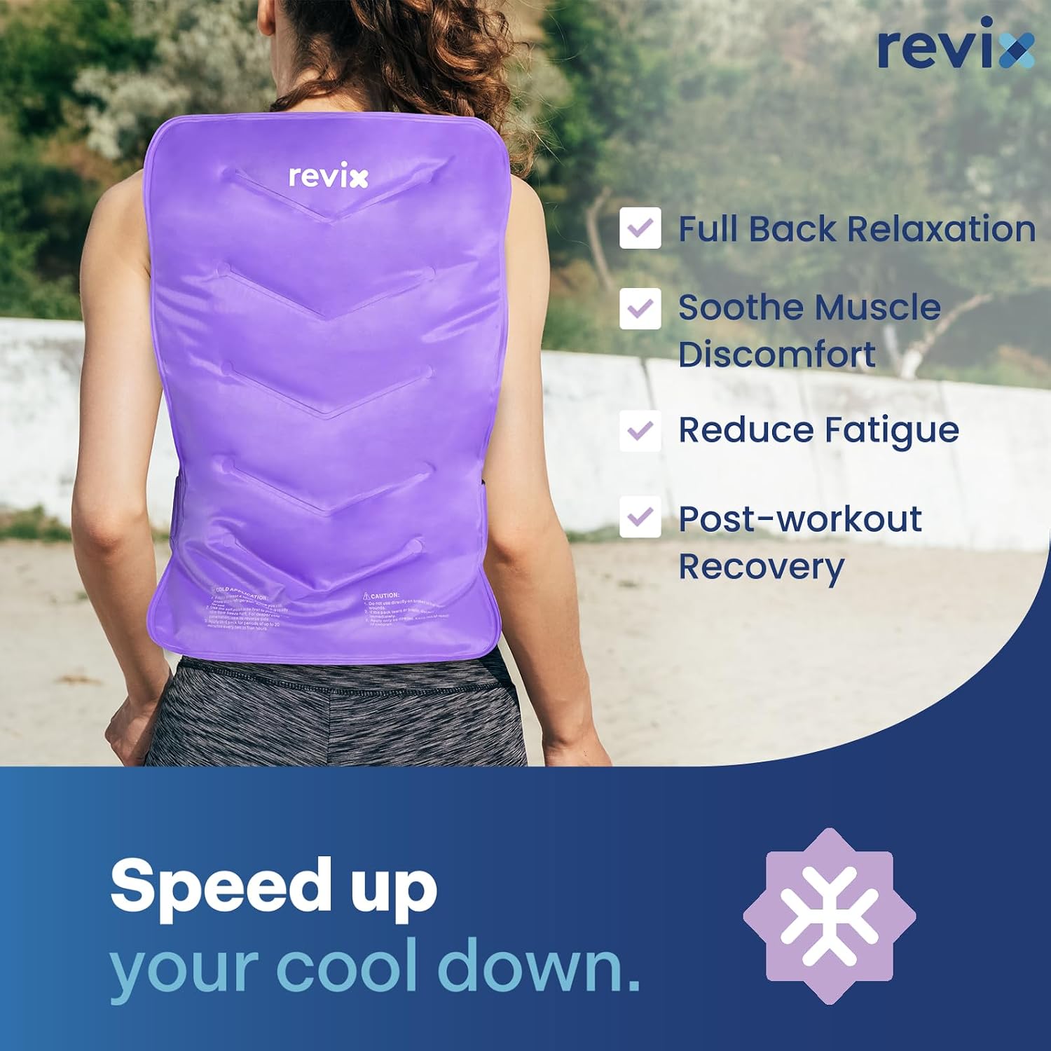 Detalle de REVIX Extra-Large Back Ice Pack, 13 x 21-Inch Reusable Gel Wrap with Straps