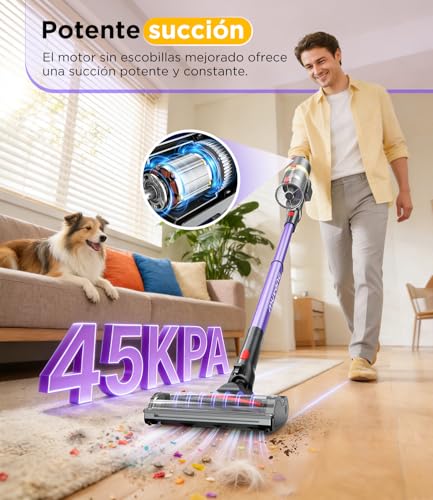 Detalle de Muvano aspiradora escoba sin cable, 45 kPa, hasta 60 min y cepillo antienredos