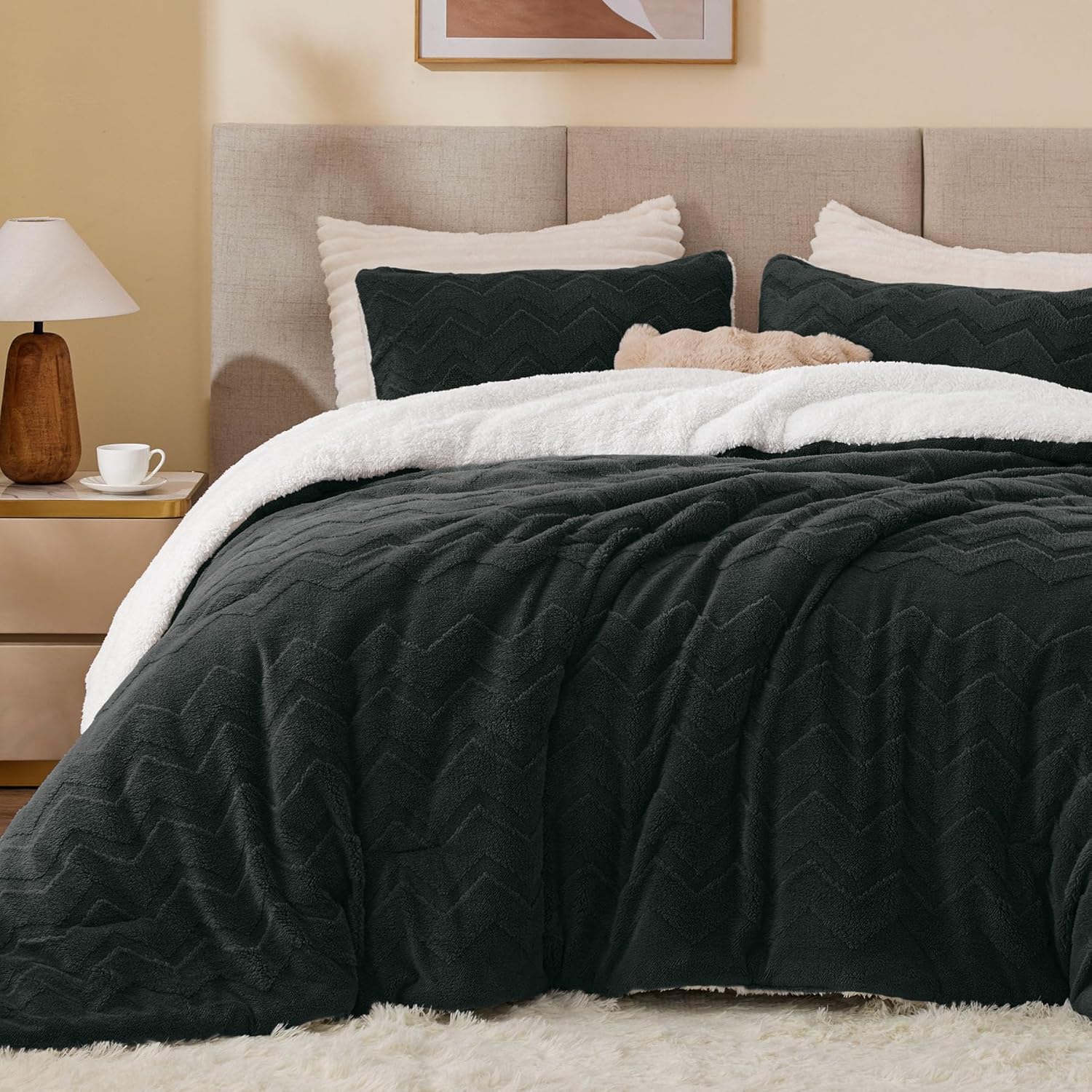 Thumbnail 1 de BEDELITE Fluffy King Comforter Set with Sherpa 3-Piece