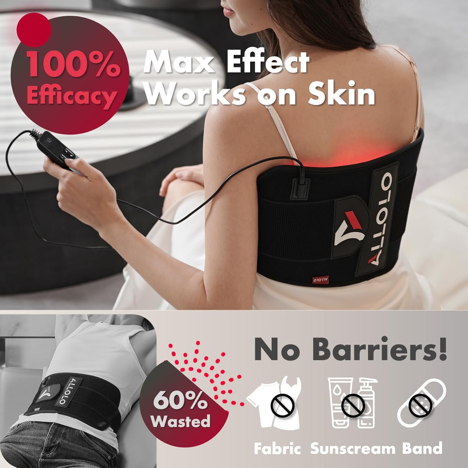 Detalle 2 de ALLOLO Red Light Therapy Belt 16.7×7.9in