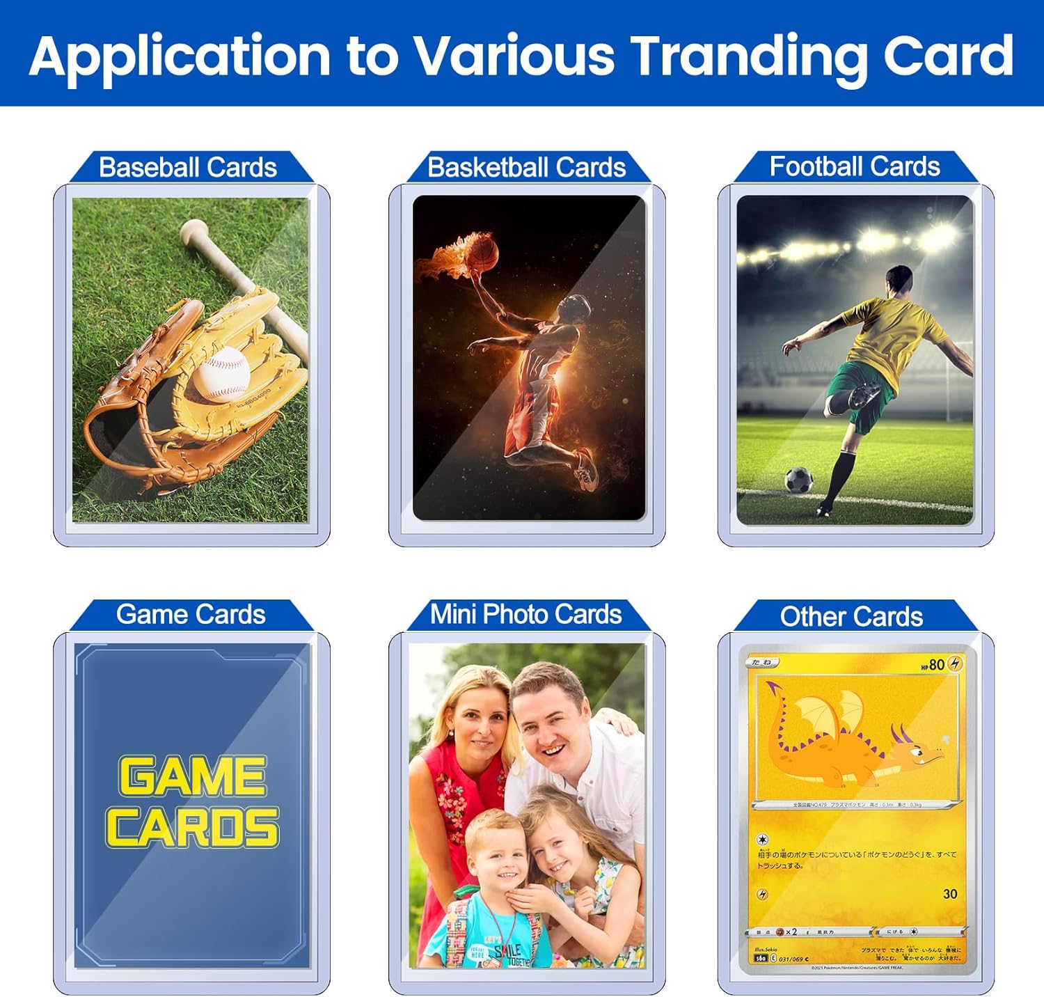 Detalle de Sooez 32 Count 3x4 Inch Card Sleeves – Rigid 35PT Protector for Standard Trading Cards