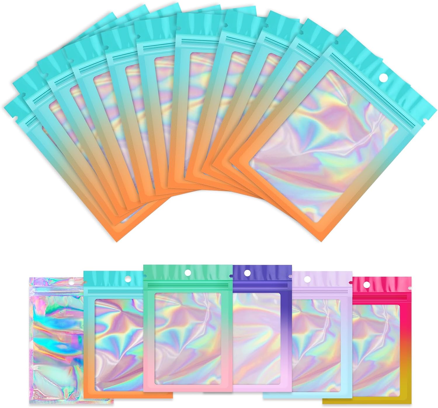Detalle de FUNFERY B09VL1KH39_CA NARF 4 x 6-Inch Holographic Resealable Bags, 100 Pack