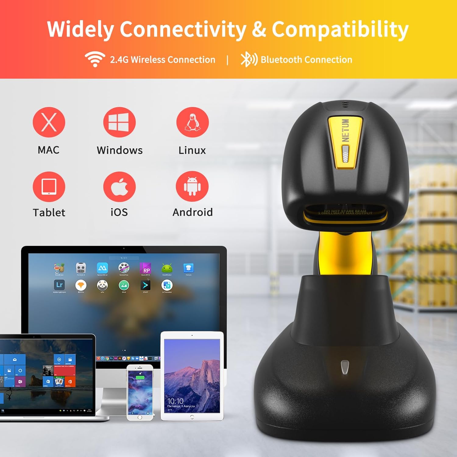 Detalle 2 de NETUM NT-1202W Lecteur Code-Barres 2D/1D Bluetooth