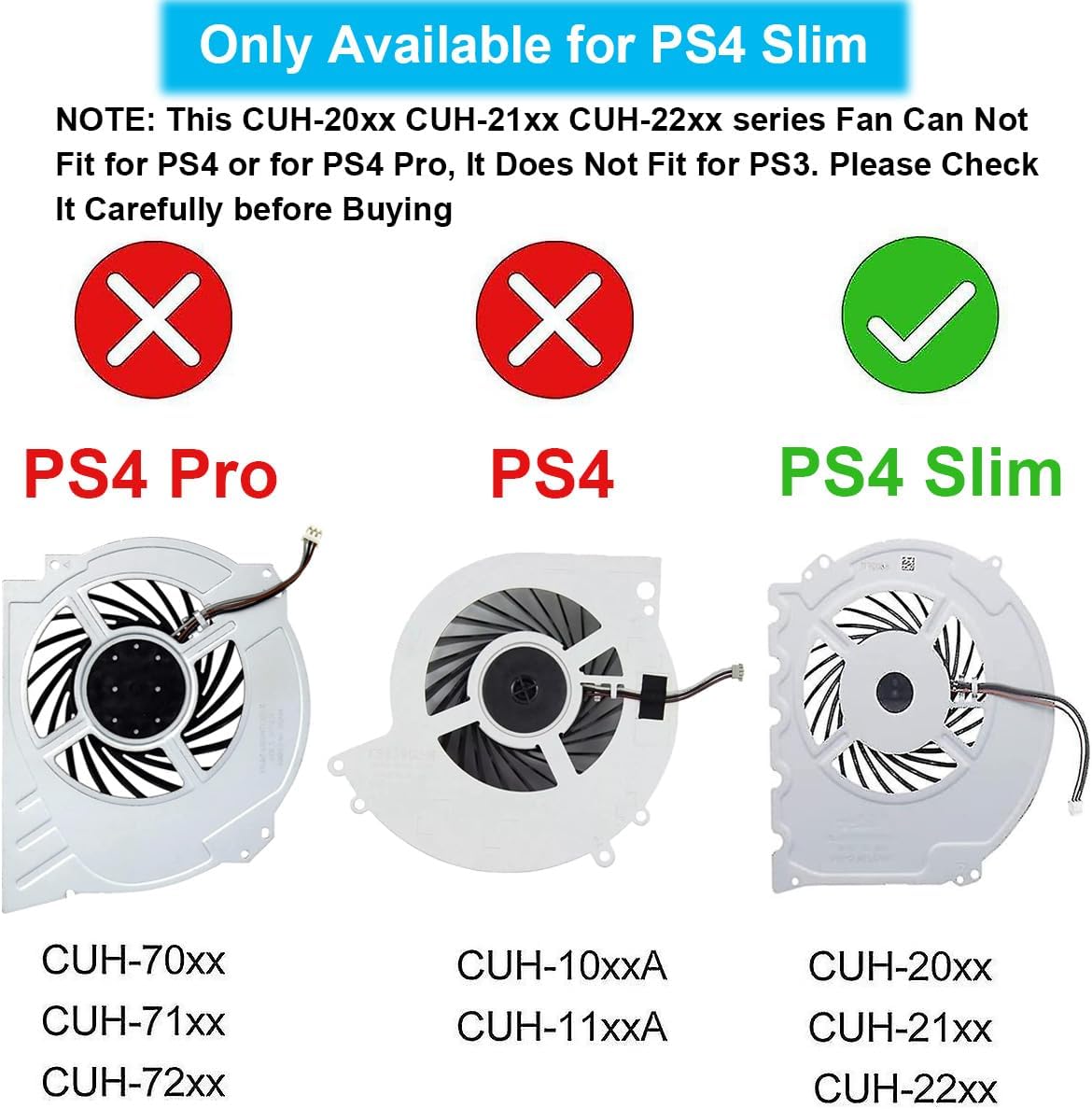 Thumbnail 3 de ZHUROUPU PS4 Slim Internal Cooling Fan Replacement (G85G12MS1AN-56J14 / KSB0912HD) for CUH-2XXX/21xx/22xx