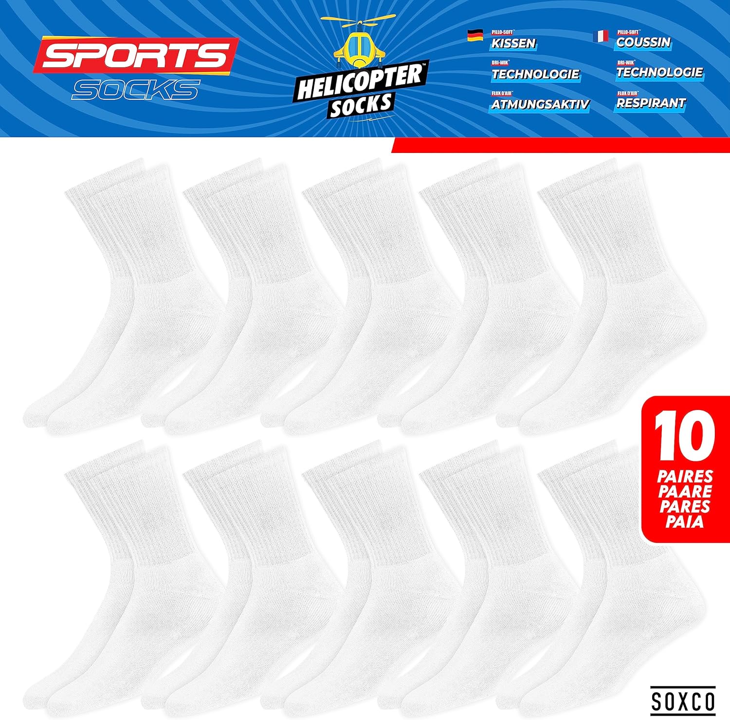 Thumbnail 2 de SOXCO Chaussettes Homme Sport hautes – lot de 10 paires