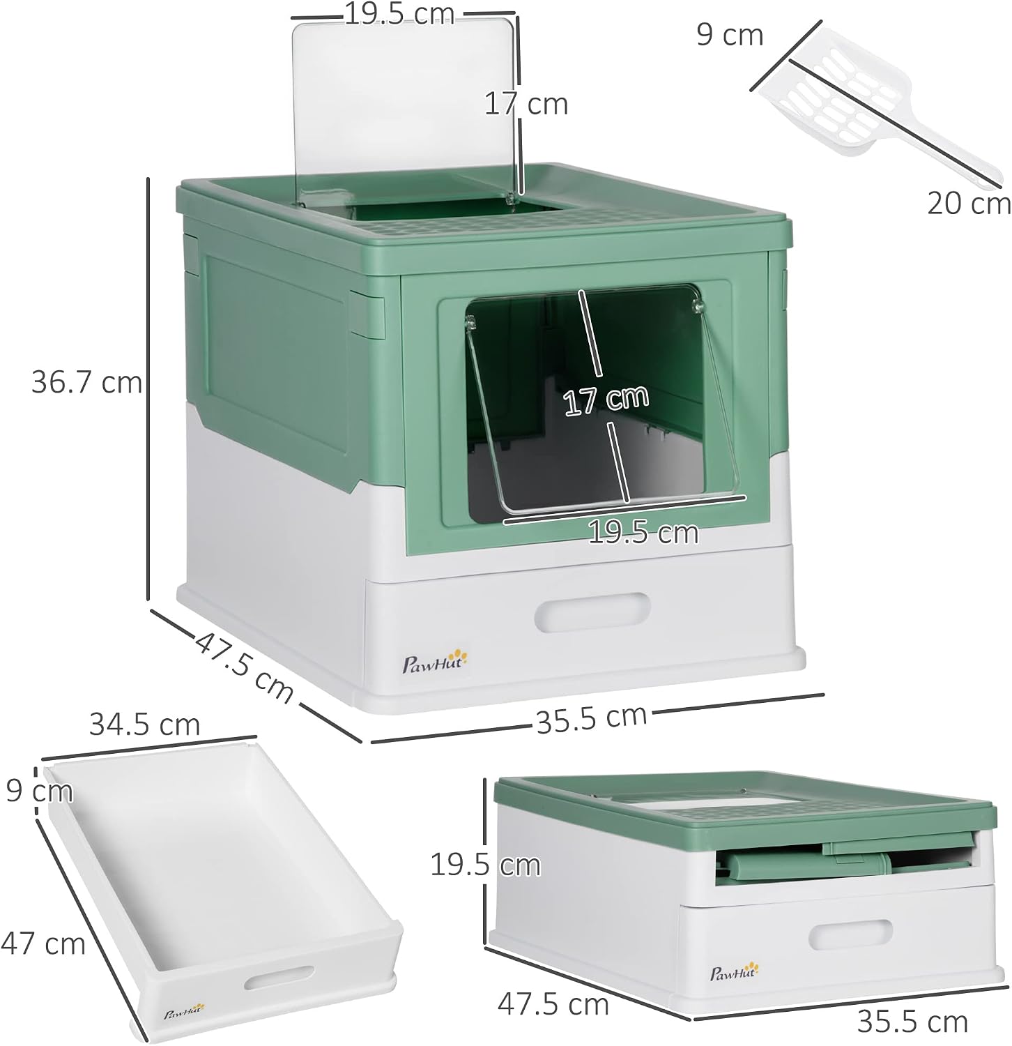 Thumbnail 6 de PawHut Cat Litter Tray 47.5 cm front-entry litter box 🐱