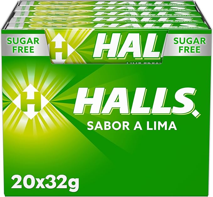 Detalle de Halls Lima Caramelo Duro - Caja con 20 Sticks 🍬