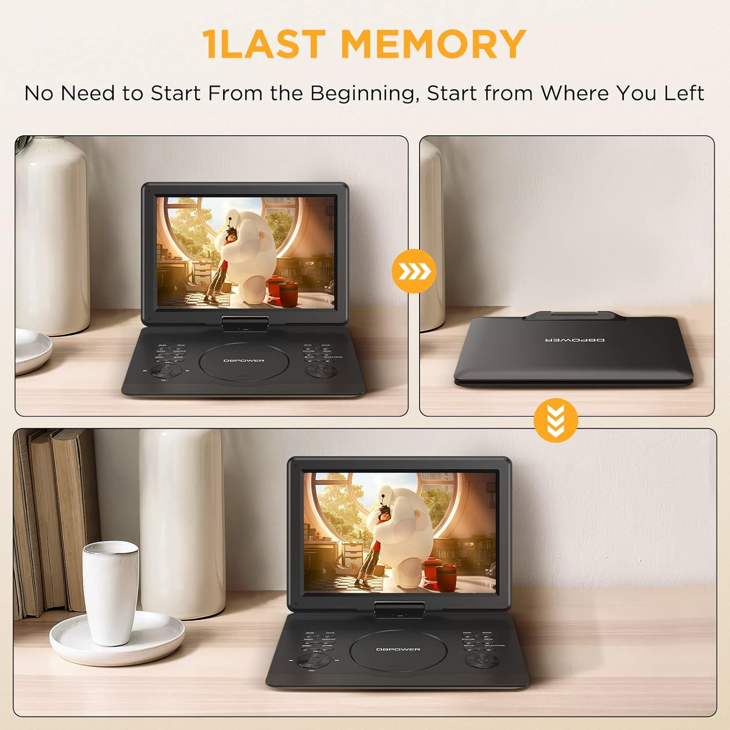 Thumbnail 6 de DBPOWER 16.9" Portable DVD Player with 14.1" Swivel HD Large Screen and 6 Hours Battery