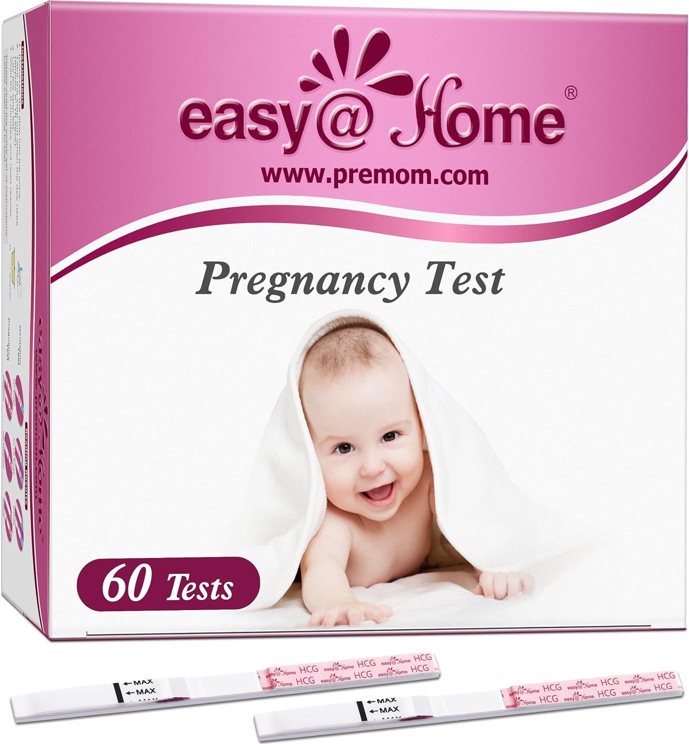 Detalle de Easy@Home EZ1S-60T Pregnancy Test Strips, 60-Pack Early Detection hCG