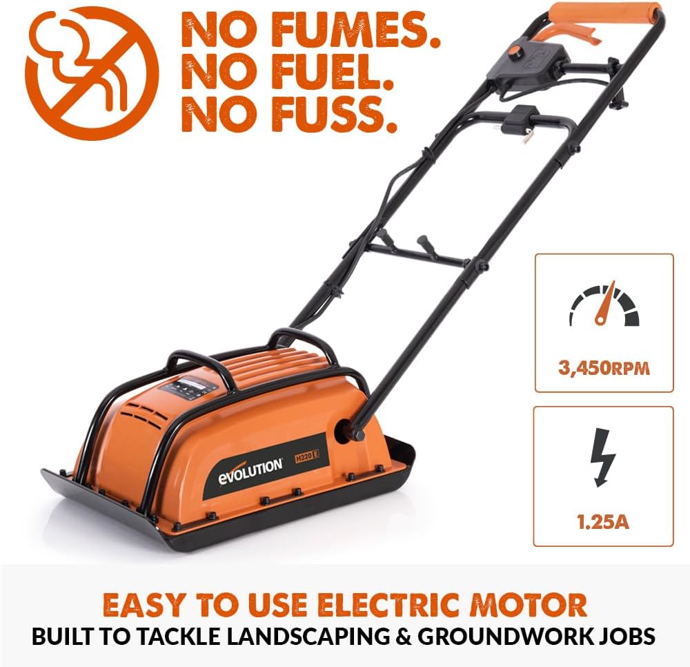 Detalle 2 de Evolution H320-E Hulk Electro Plate Compactor (230V) – compact, powerful electric plate for paving, turf and groundwork