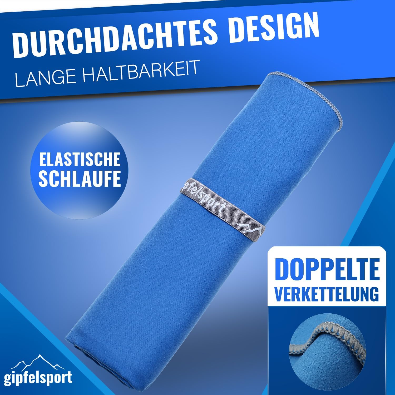 Thumbnail 6 de gipfelsport Mikrofaser Handtuch – kompakt, schnelltrocknend, 200x90 cm, Blau