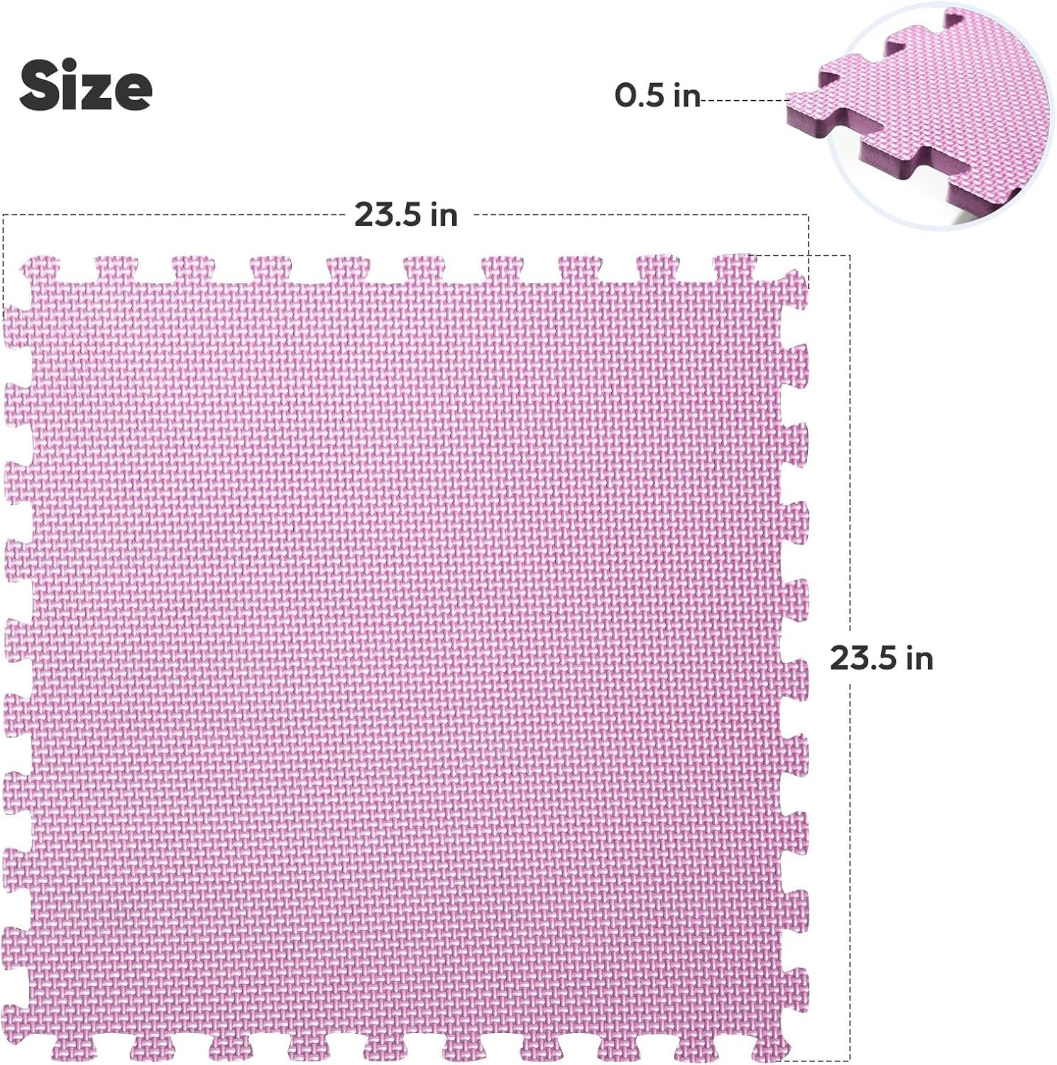 Detalle 2 de Nazhura GYM MATS EVA Interlocking Exercise Tiles, Pink, 24 x 24 in, 0.5 in Thick