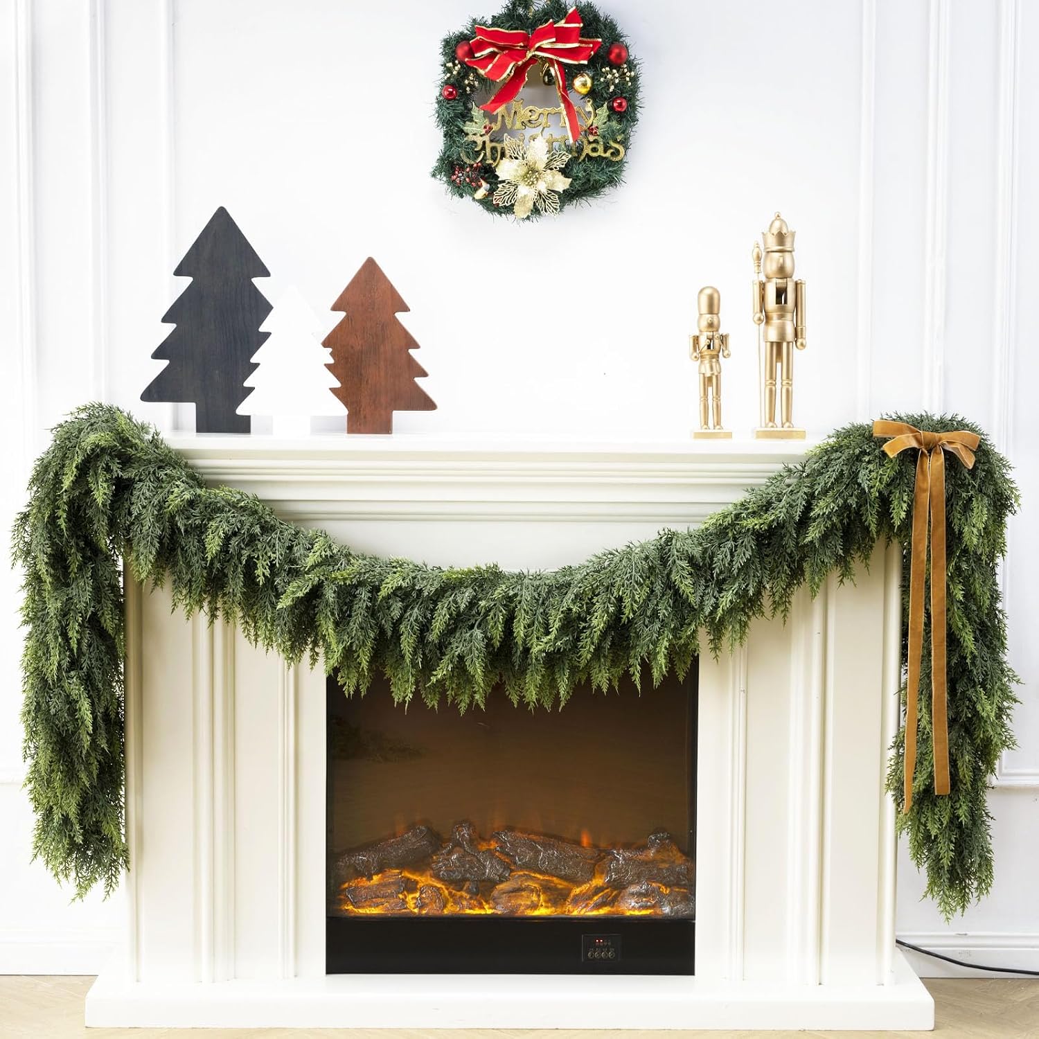 Detalle de KIWDY DC-011 9-Foot Christmas Cedar Garland, Unlit PE Greenery