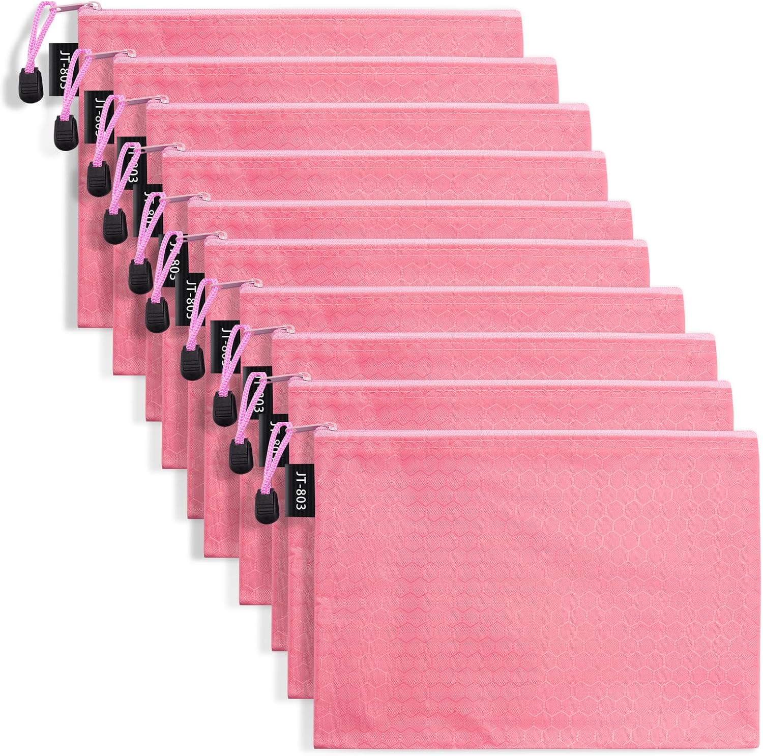Detalle de LUHIUMOYA A4-Stück Dokumententasche – Wasserdichte Reißverschluss-Ordnertasche in Rosa (10er Pack)