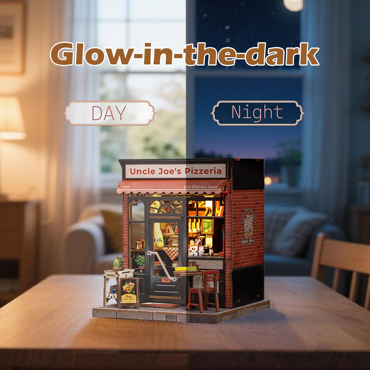 Detalle 2 de Fsolis Book Nook Kit, DIY Miniature House - Uncle Joe's Pizzeria