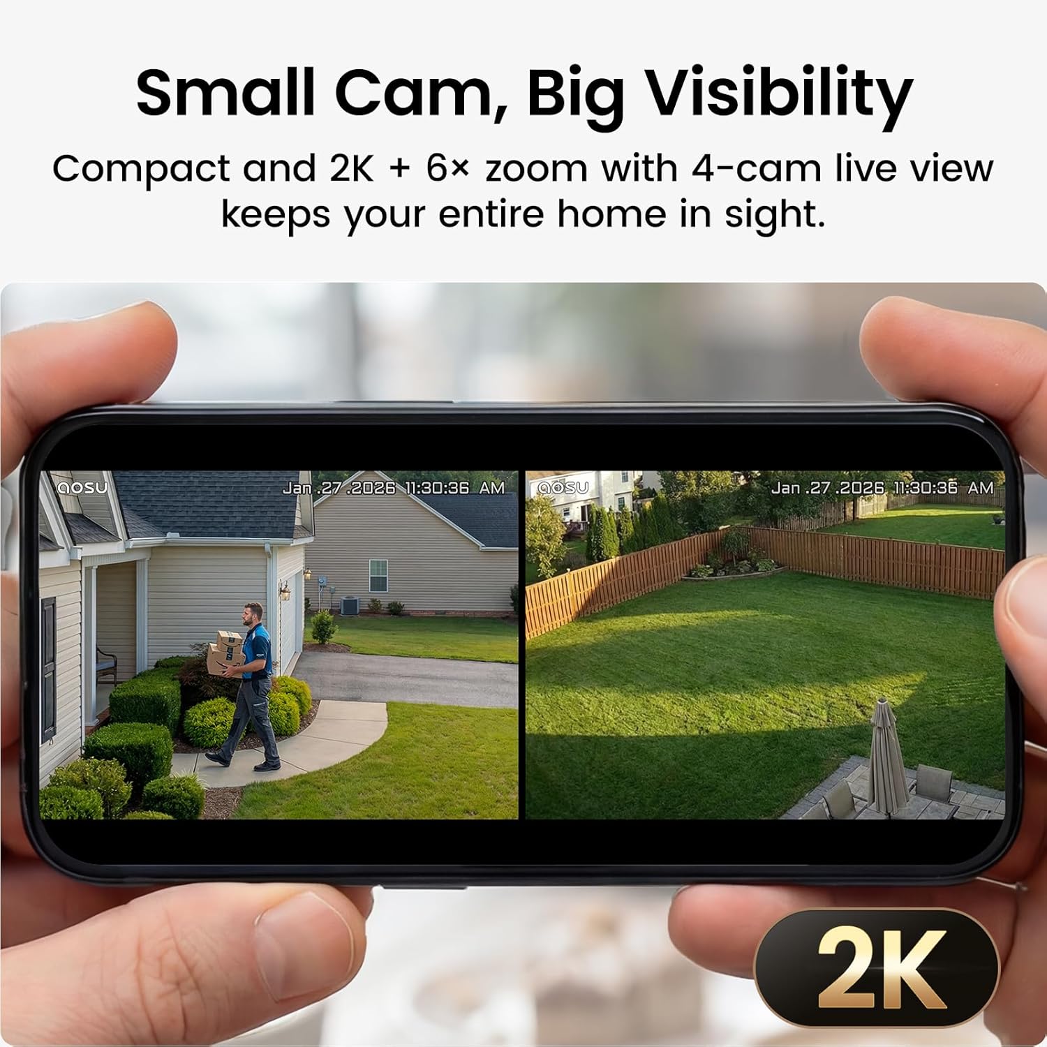 Thumbnail 5 de aosu Security Cameras Wireless Outdoor Home System (True 2K) with Spotlight & Siren Alarm, 2-Cam Kit