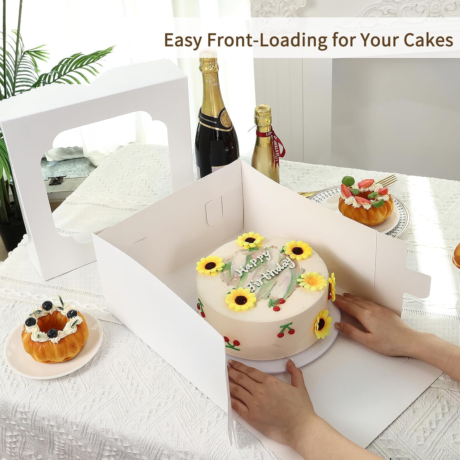 Thumbnail 3 de Moretoes 12-Inch Cake Boxes, 24-Pack, White Cardboard with Window