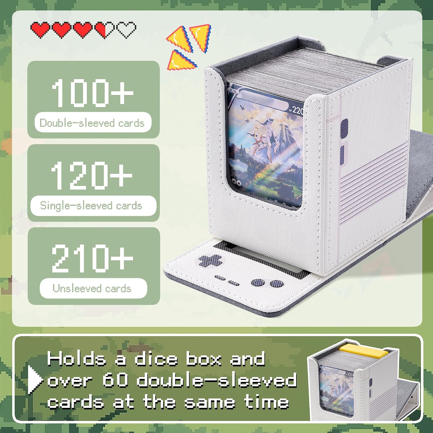 Detalle 2 de Retro Gaming Console Appearance MTG Deck Box with Commander Display (PU Leather, Magnetic) – Fits 120 Single-Sleeved Cards