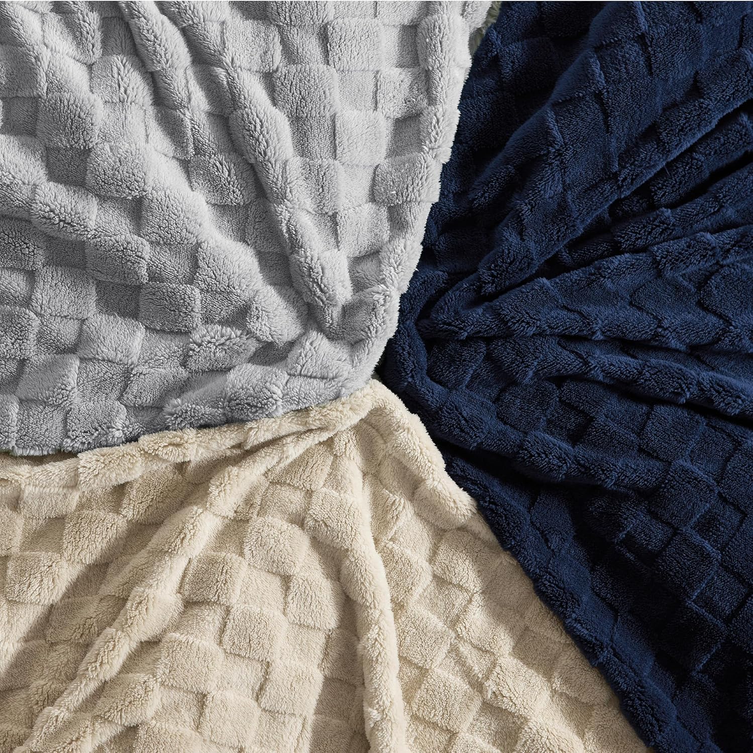 Thumbnail 6 de Bedsure Fleece Throw Blanket for Sofa — Grey Checkered 127x152 cm