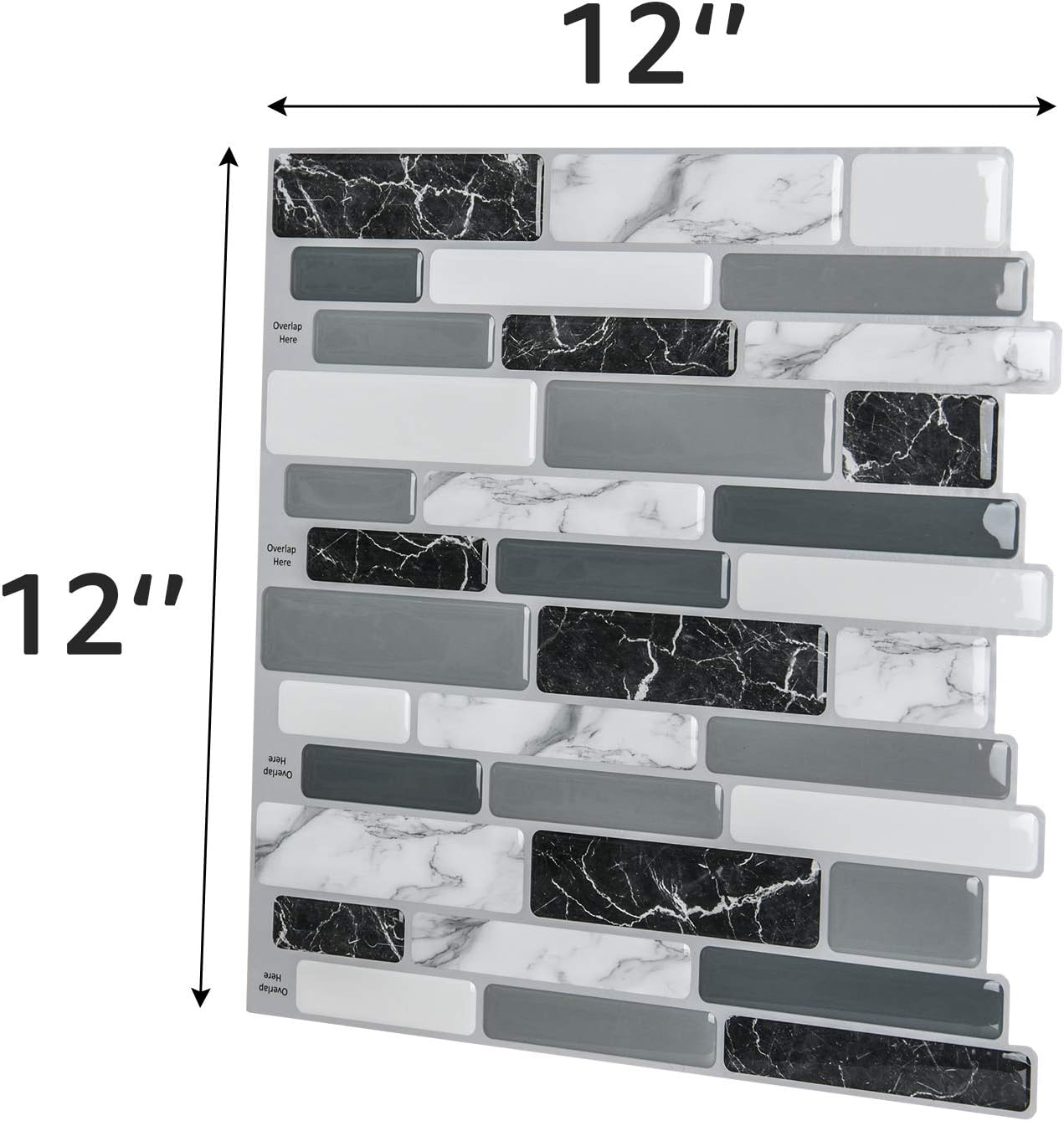 Detalle de Art3d A17042 Peel-and-Stick Wall Tiles, Grey Marble Look, 12" x 12