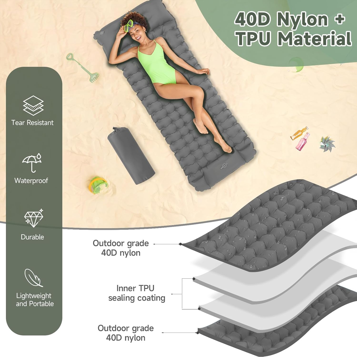 Detalle de Aptliton 10cm inflatable sleeping pad