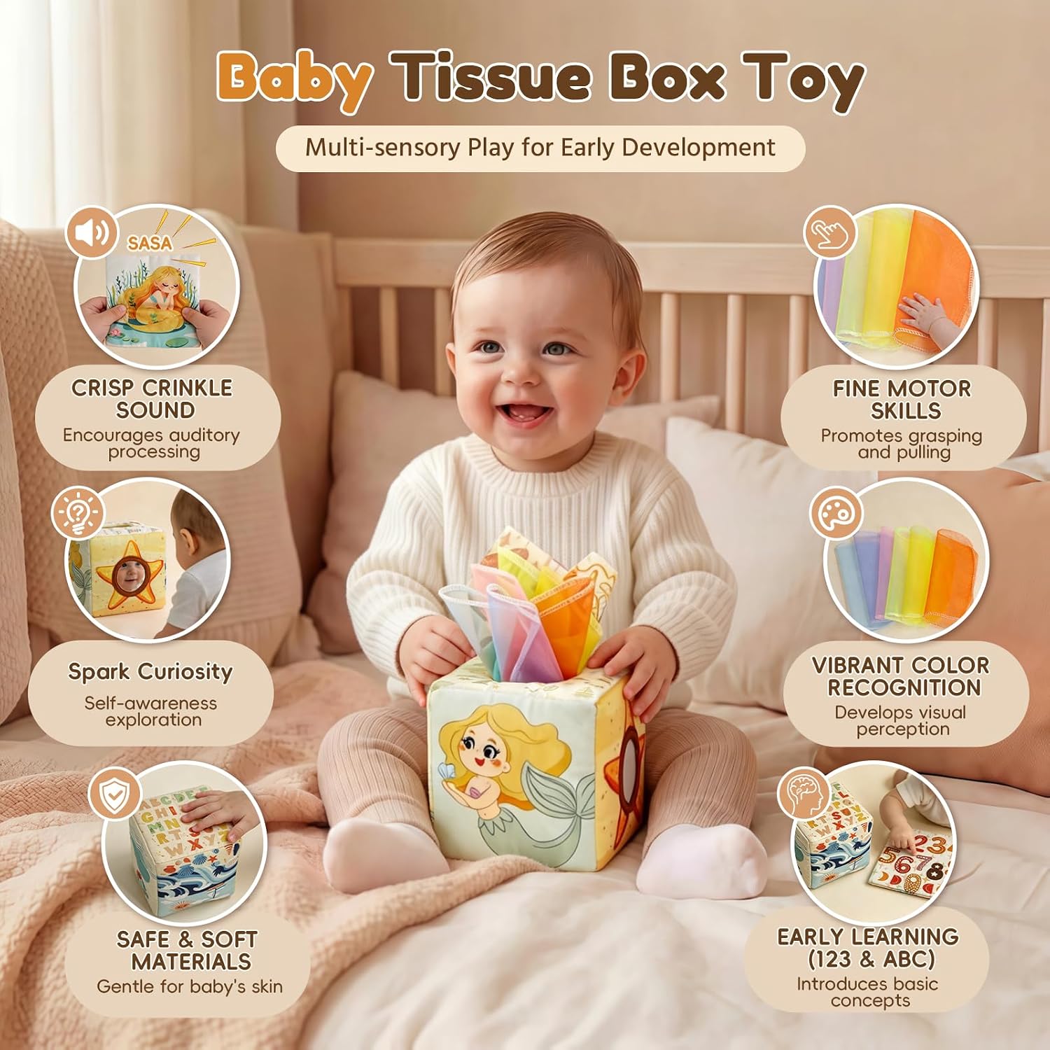 Detalle 1 de Anook SA001A 5-in-1 Montessori Toy with Sound Blocks and Shape Sorting