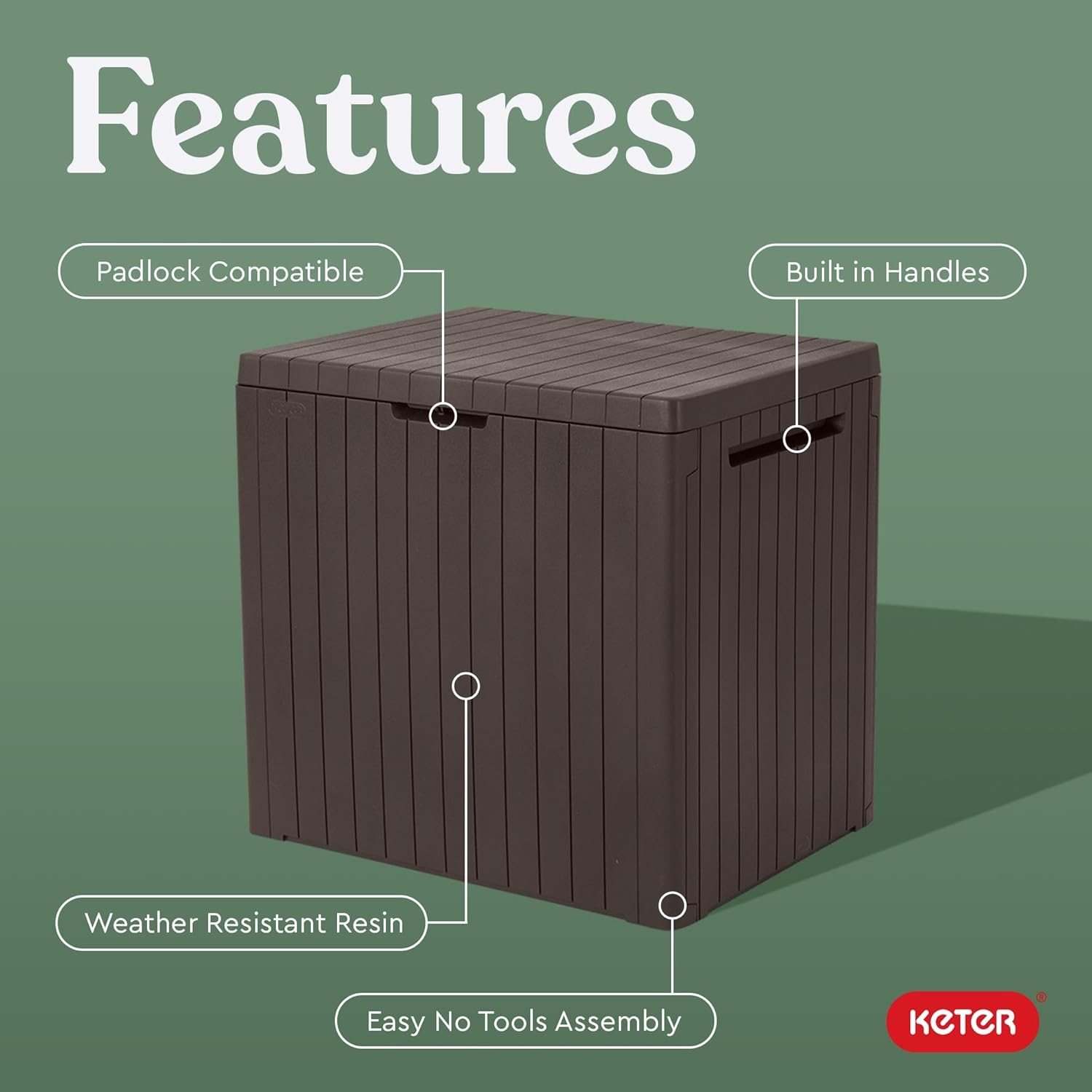 Detalle de Keter City Resin Storage Box, 30 Gallon