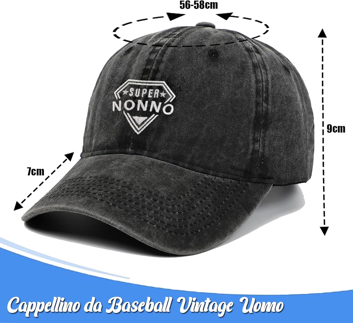 Thumbnail 1 de NEONSKY Cappello da sole casual da uomo con ricamo “Super Grandpa” per nonno, papà e festa del papà